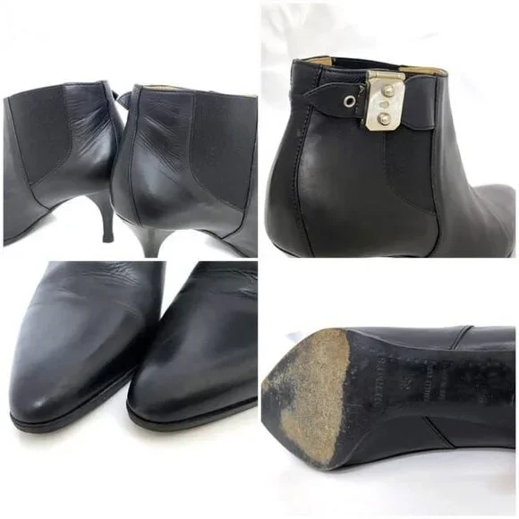 Hermes Bootie Black Sac A Depeches 22.0 cm Leather